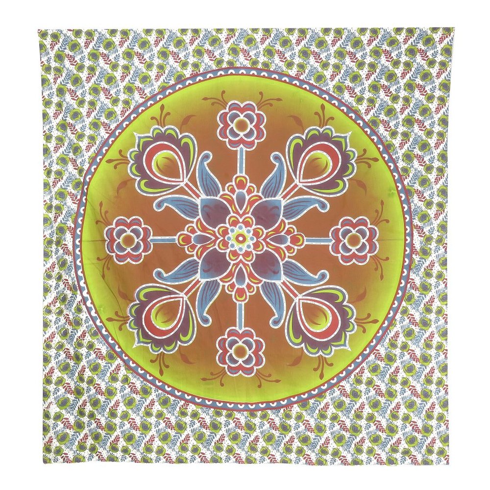 Oussum Wall Hanging Yellow-Brown Floral Print Aesthetic Room Ceiling Tapestries